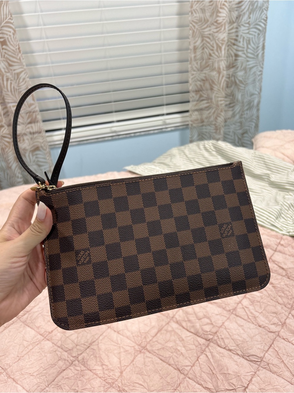 Louis Vuitton Red Plaid Zip Pouch with Gold Hardware